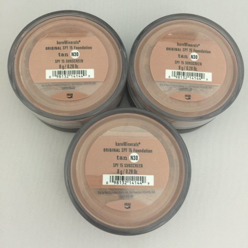 #NWT bareMinerals SPF15 Original Foundation Tan N30 8g/0.28oz  - Lot of 3
